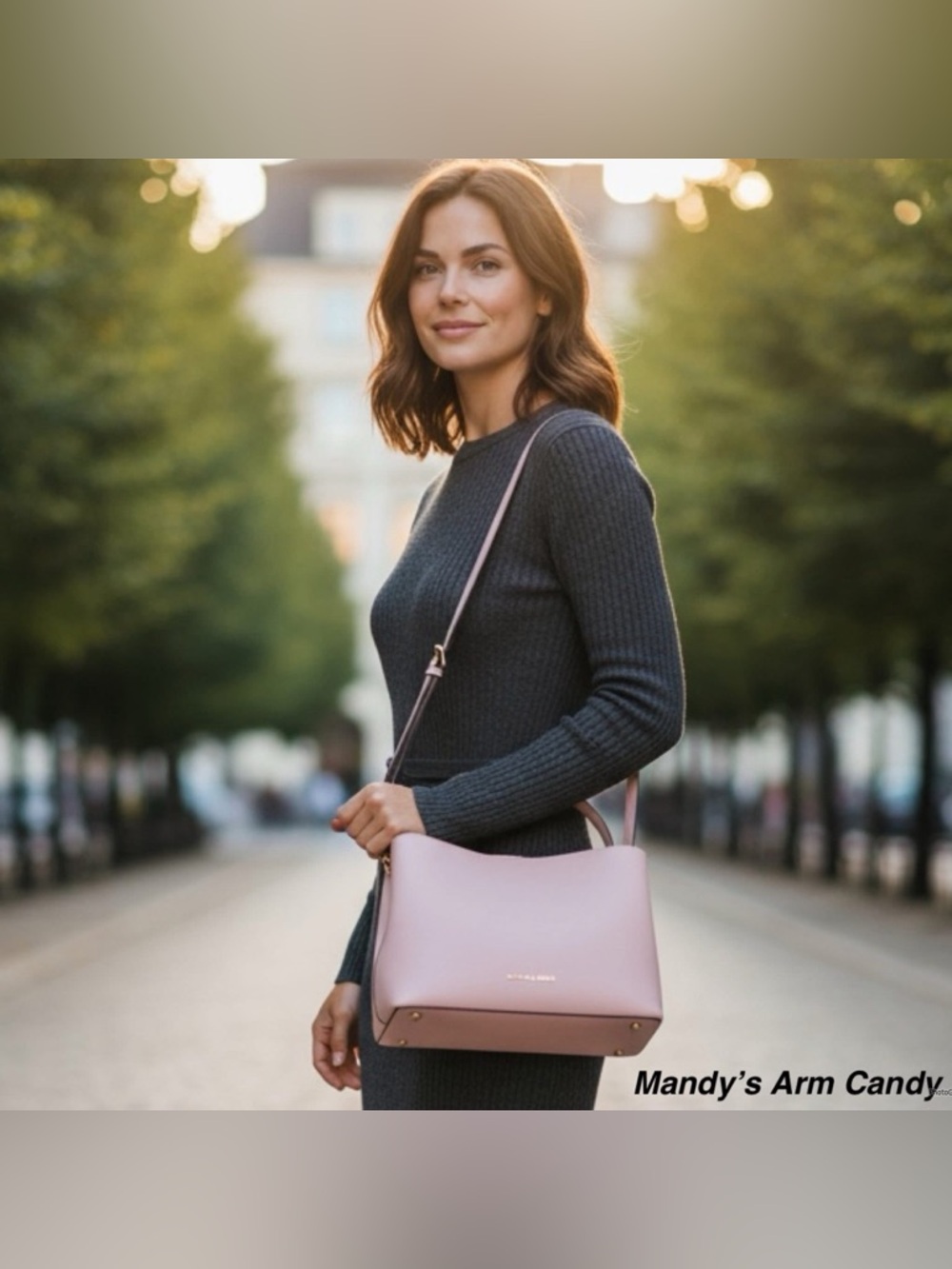 New Michael Kors Pale Pink Leather Shoulder Bag with Adjustable Crossbody $400